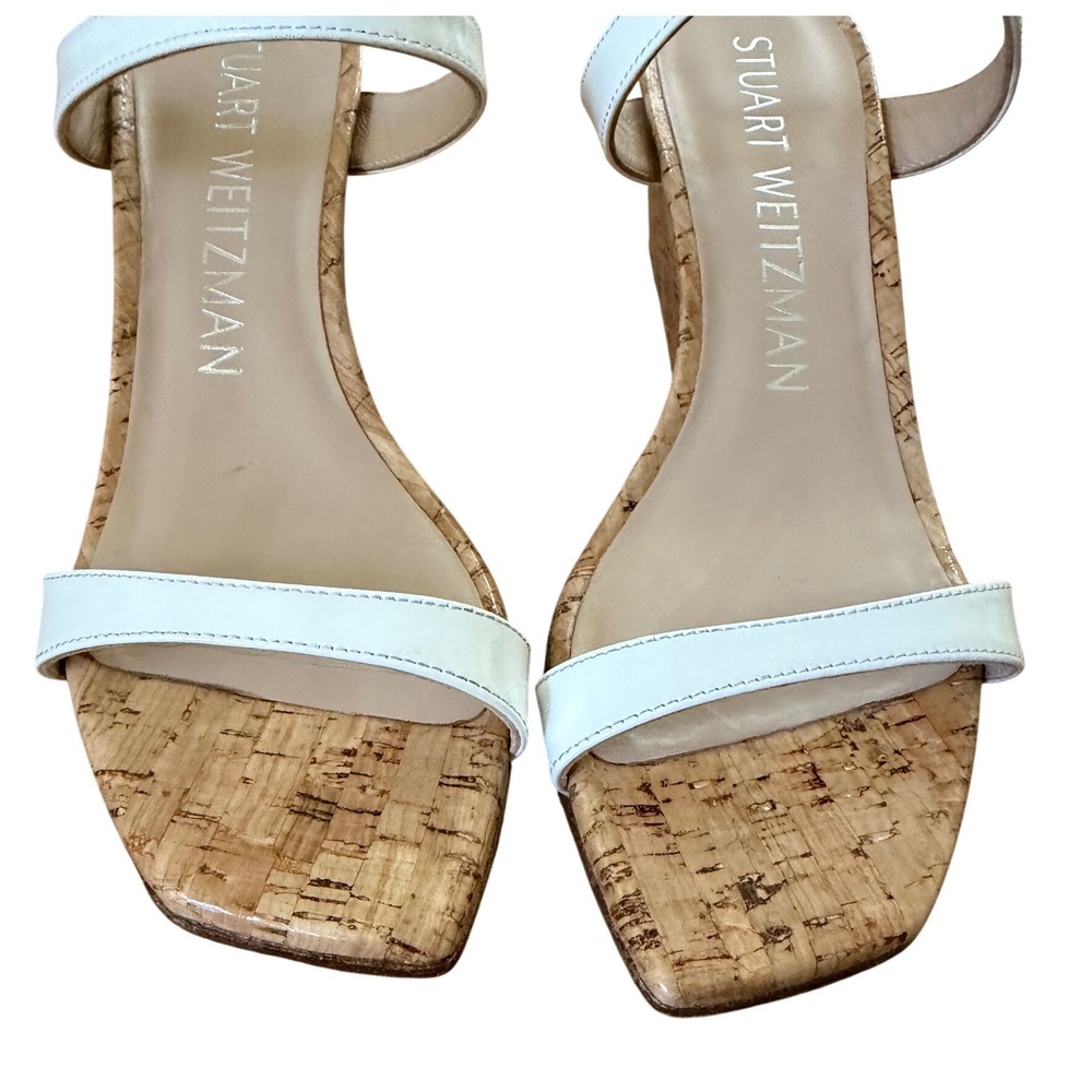Stuart Weitzman Aleena 50 Wedge Sandals Square Toe Made in Spain 7 - Picture 2 of 4
